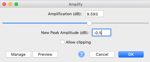 amplify function in audacity