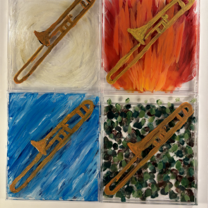trombone paintings on cd cases